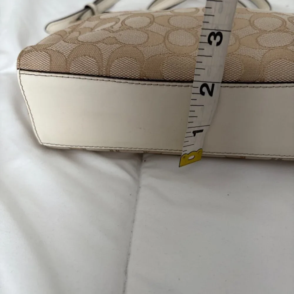 COACH Mini Kelsey Signature Logo Satchel Crossbody Light Khaki/Chalk Bag